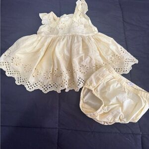 BABY GAP Yellow Eyelet Dress and Diaper Cover Set